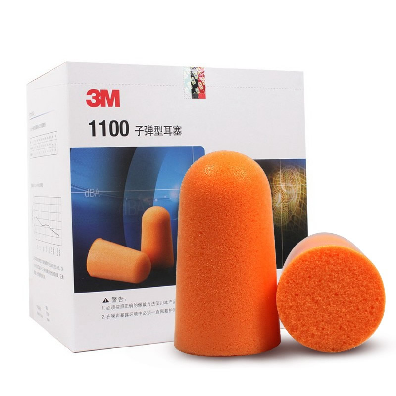 3M 1100 Orange Foam Protective Ear Plugs , Safety Ear Plugs 3m1100, 100pairs/bag