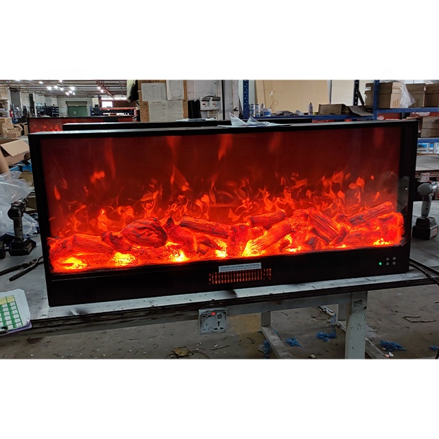 Modern Electric Fireplace Designer Wall Mounted White Marble LED Wood Stove Indoor Installation Remote Control Steel Metal
