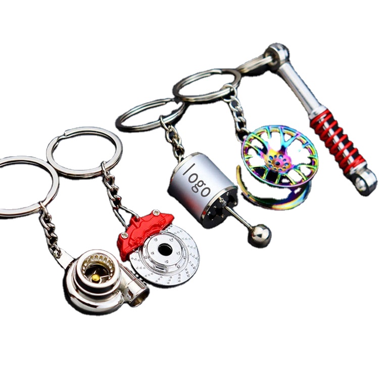Custom LOGO Car Accessories 3D Turbo Shock Absorber Gear Brake Disc Wheel hub metal Keychain