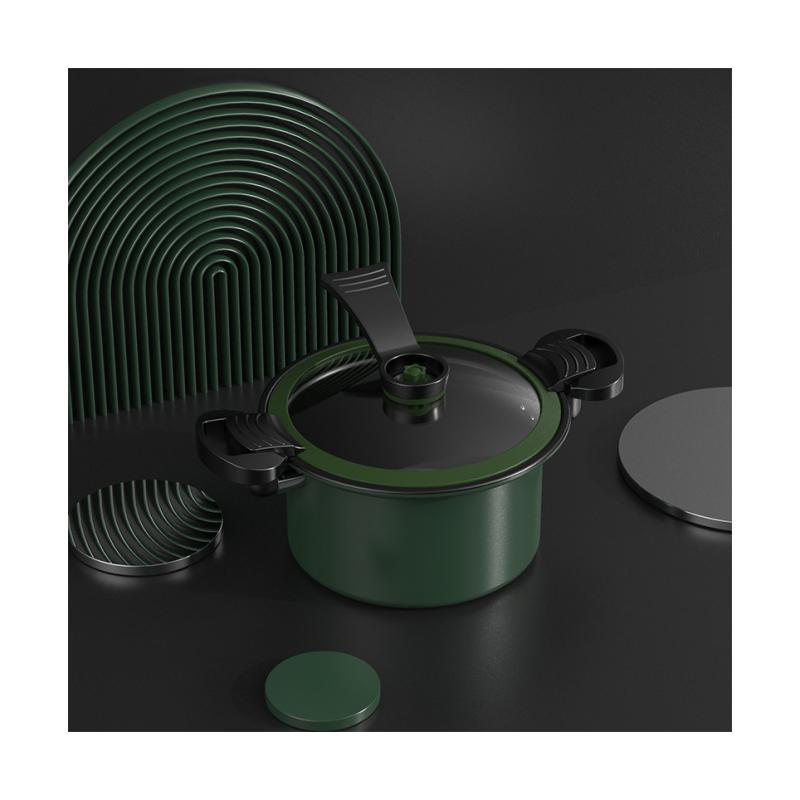Visualization lid Non-stick pan Cooker with Multiple Anti-scalding handle Sizes 3.5L Space Black Pressure cooker