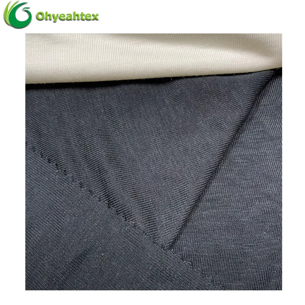 Eco-friendly Knitted 220GSM Bamboo Lyocell Chitosan 1x1 Rib Fabric For Clothing