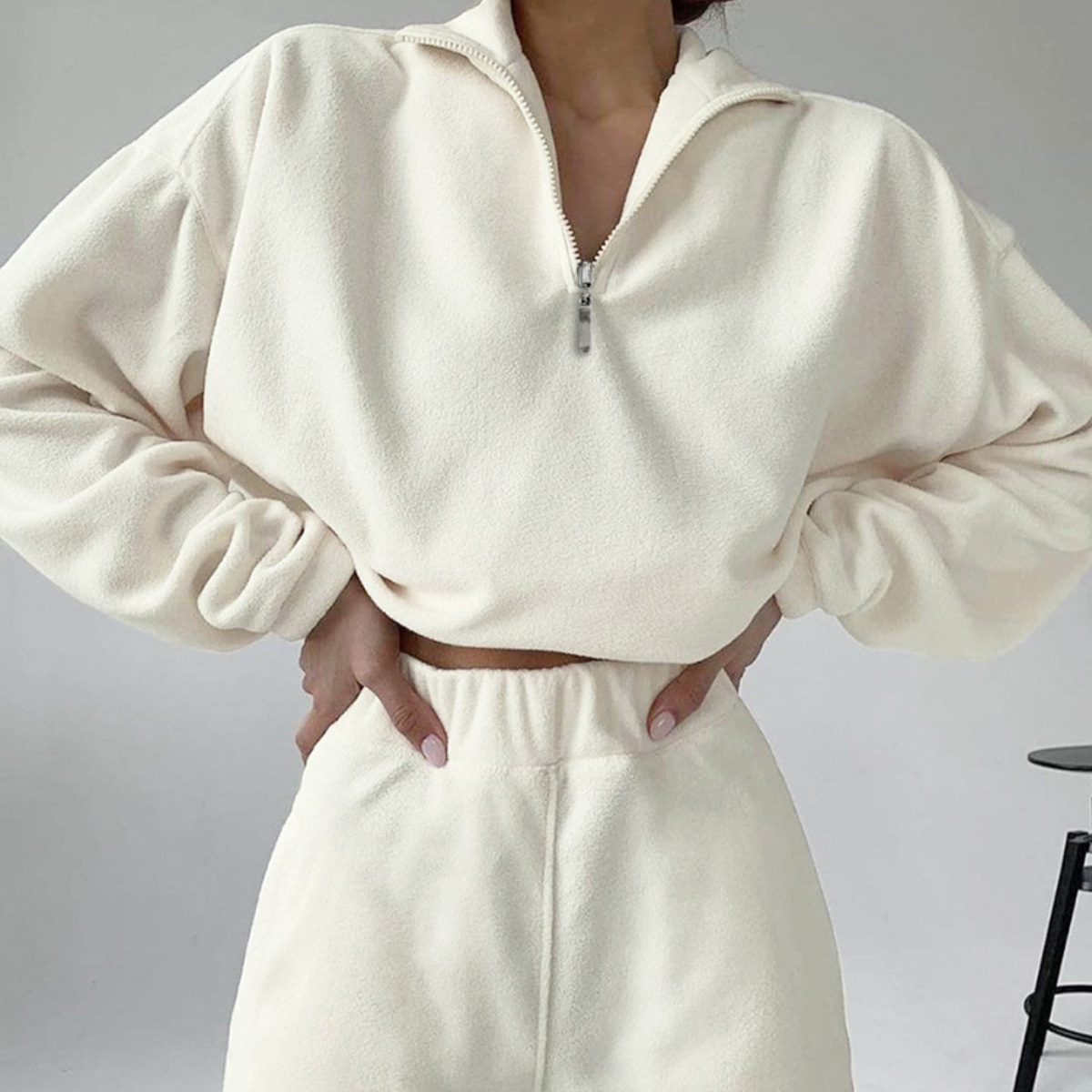 Autumn Winter Women's Clothing Casual Pullover Hoodies Zipper Top Loose Pants 2 Piece Sets