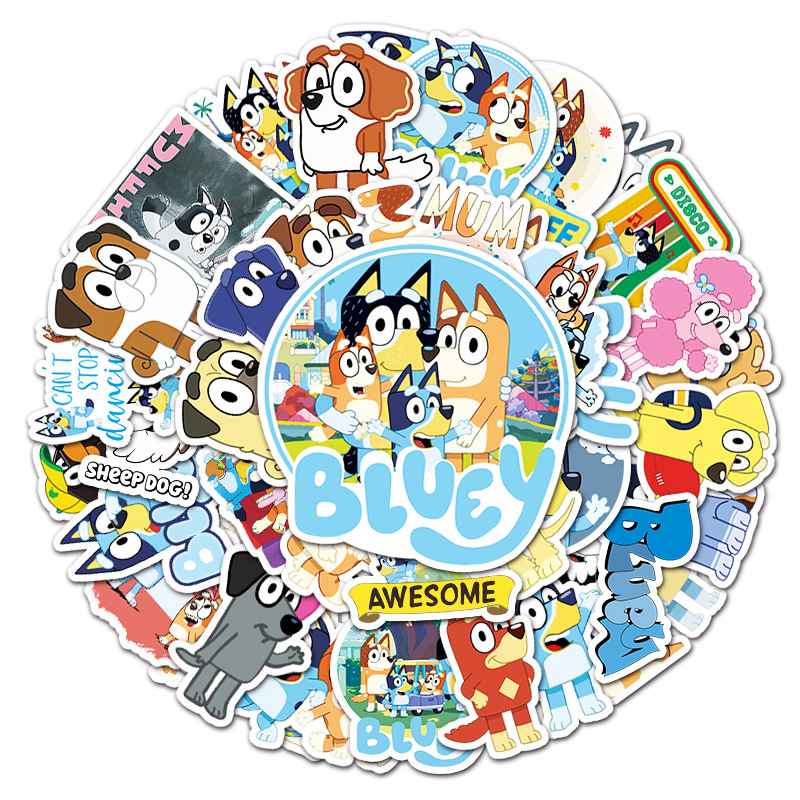 50 шт. Bluey мультфильм Граффити наклейки для ноутбука стакана воды тележка для багажа водонепроницаемый декоративные наклейки оптом