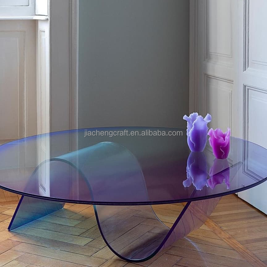 Jiacheng Factory Round Rainbow Coffee Table Living Room Acrylic Colorful Smart Coffee Table Hot Style In China