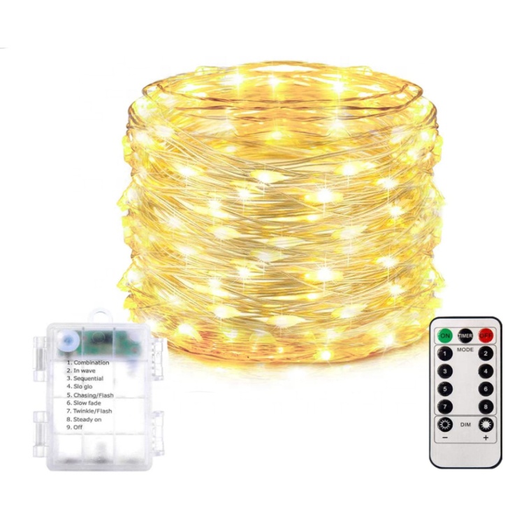Wholesale flexible solar powered 10m copper wire string lights for Christmas Decoration