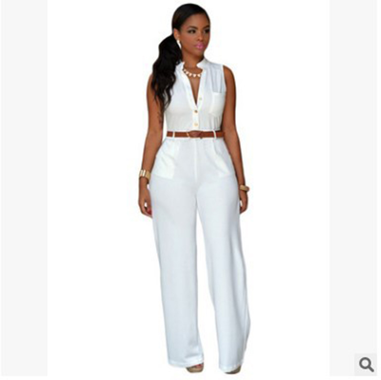 2021 European American New Product Single-breasted High-waist Belted Pants Female Baggy Wide Leg Jumpsuit Women Black