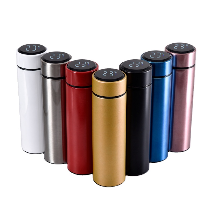304 stainless steel vacuum flask business tumbler with temperature display smart thermos mug temperature water bottle