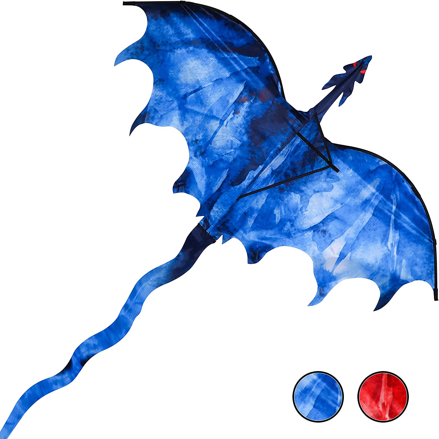 Ice Dragon 54" Huge Kite for Kids and Adults Easy to Fly Single Line String with 160" Tail for Beach Park Outdoor Activity
