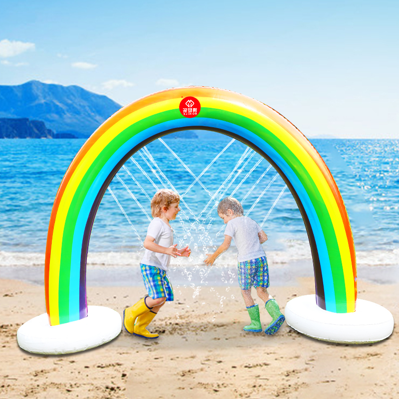 Hot sale lc garden water rainbow splash game inflatable arch sprinkler for kids