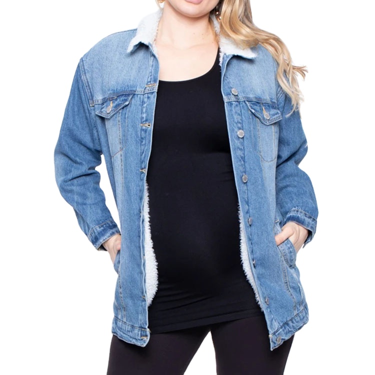 Custom wholesale maternity denim jacket outerwear blue jean jackets pregnant woman winter clothes