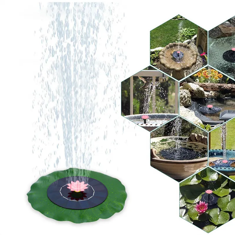 Outdoor Lotus Leaf Solar Birdbath Floating Water Pump Garden Fountain