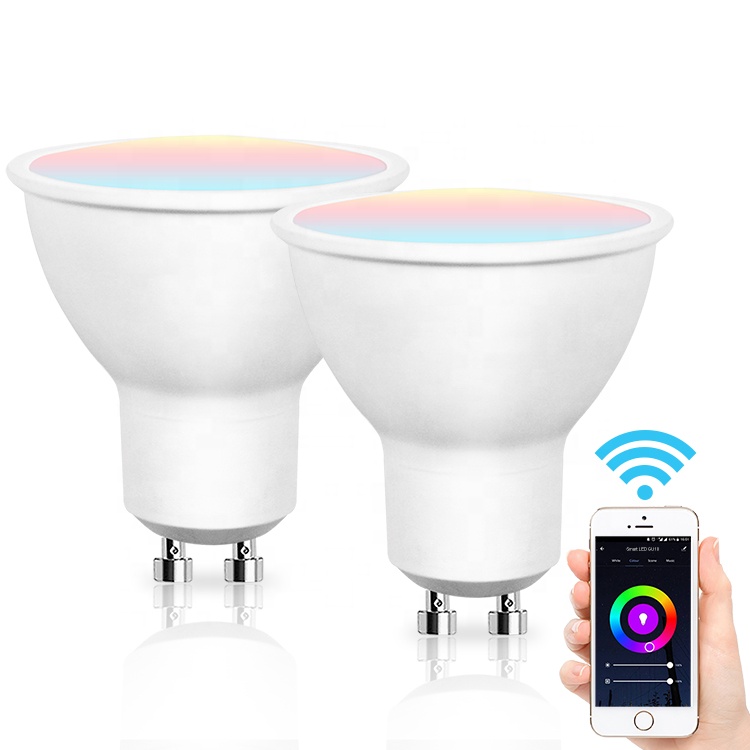 Совместимая Светодиодная лампа GU10 110 в 230 В RGBW WIFI Smart LED Light Lamp