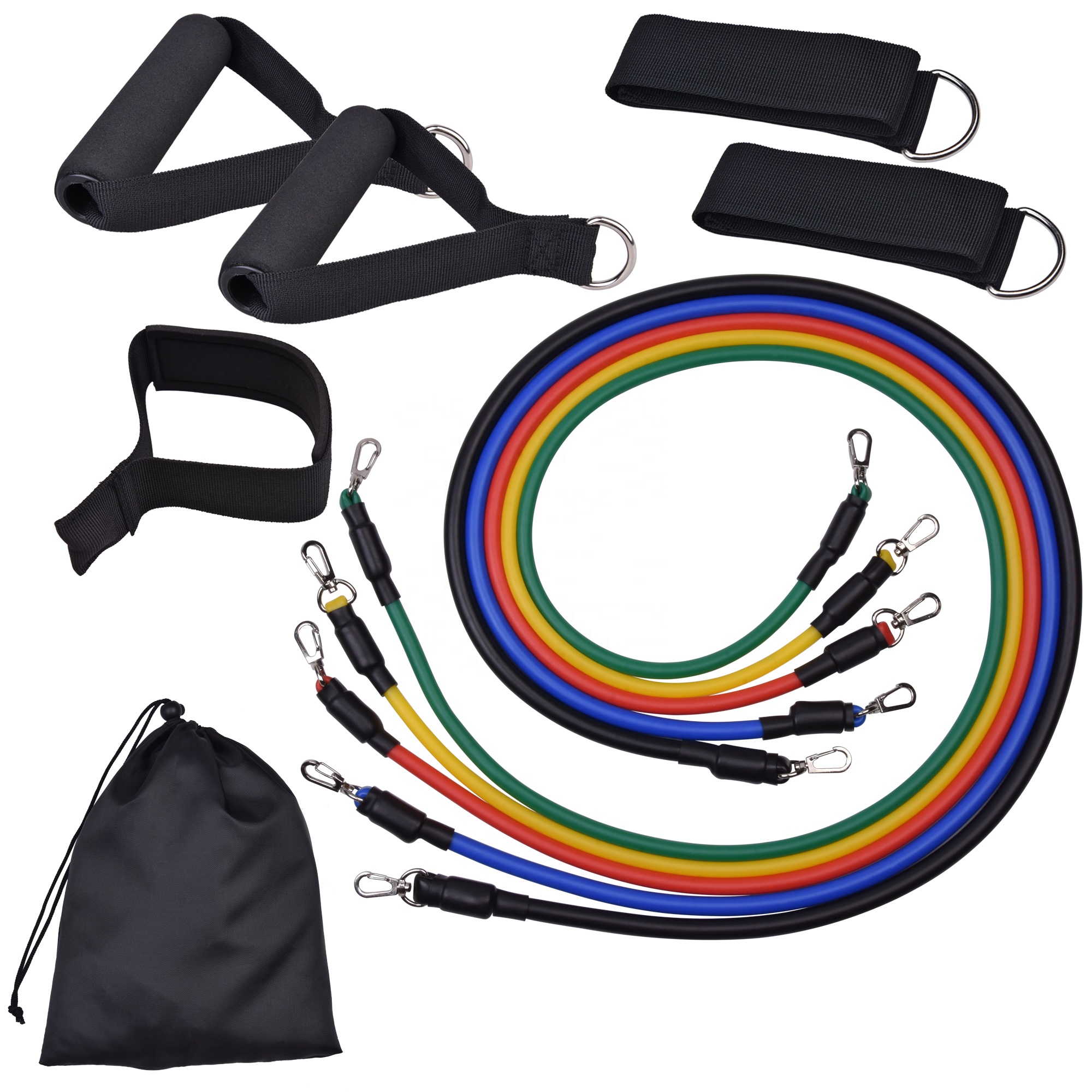 11 Piece Elastic Workout Fitness Accessories Training Pull Rope Exercise Yoga Long Resistance Rubber Band Tube Set Gym Equipment