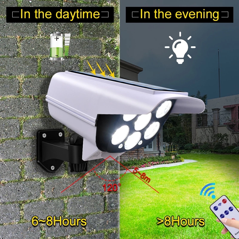 De Movimiento Control Remoto Tipo Camara Seguridad Foco Solar LED Con Sensor