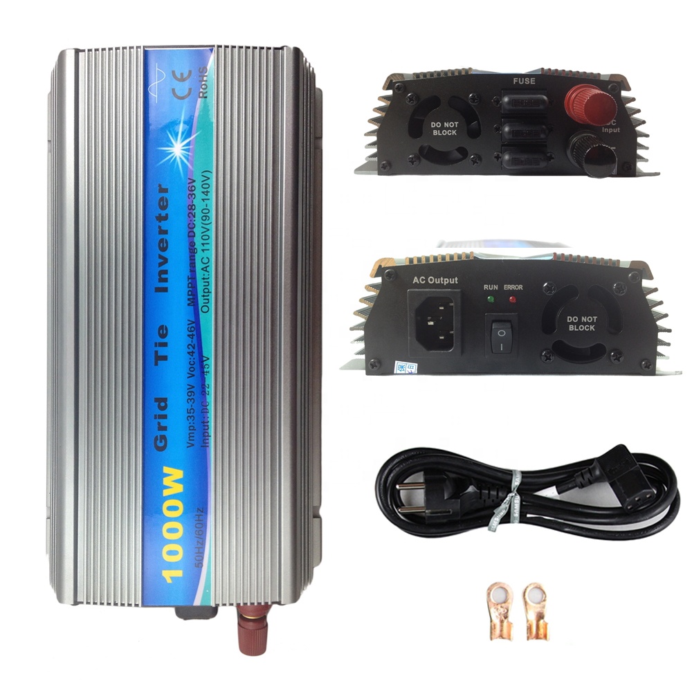 1000 Вт сетки галстук инвертора, 110V 220V инвертор переменного тока DC 22-с алюминиевой крышкой, 50В со слежением за максимальной точкой мощности инвертор немодулированного синусоидального сигнала для панели солнечных батарей система GTI-1000W