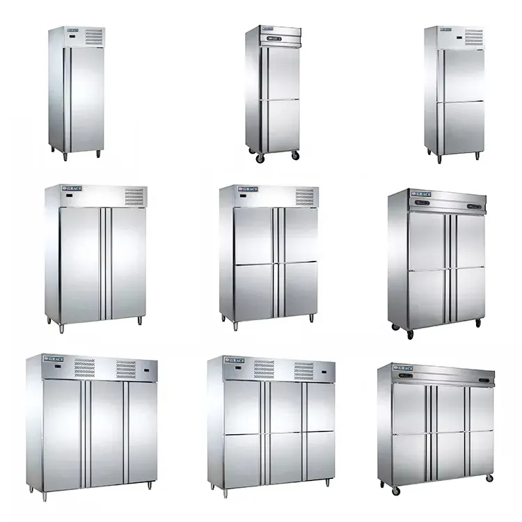 Commercial 4 Doors Heavy Duty  Refrigerated Cabinets Upright Refrigerator Fridge & Freezer