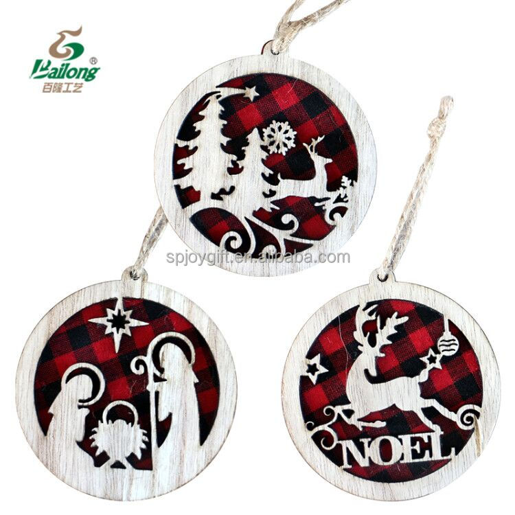 BSCI custom wood crafts laser cut Christmas tree hanging ornament Christmas decoration supplies