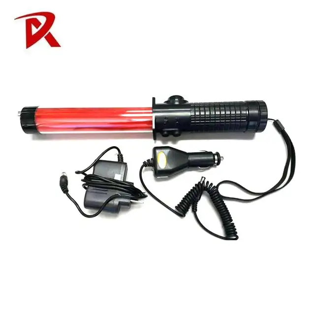 Road Safe Equipment Rechargeable Led 29cm Red Color Traffic Baton For Sale