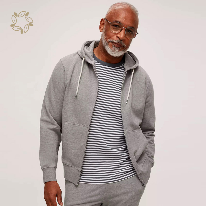 organic Cotton zipper hoodies for men eco friendly pullover hooded sweatshirt men hooded sweater