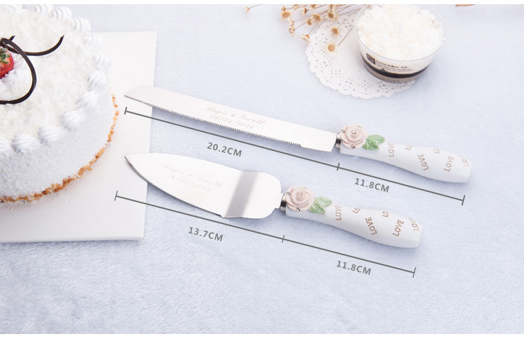 New Stock Hot-selling Luxury Flower Resin Cake Knife Shovel Gift Set European Wedding Decoration Cake Tools