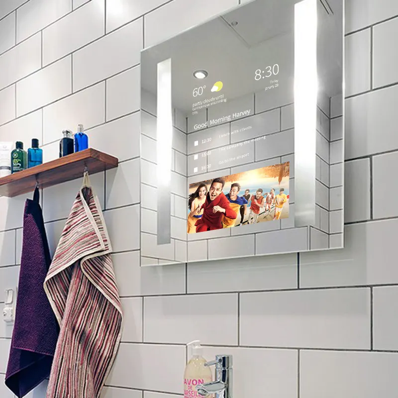Customized Modern Bathroom Waterproof Smart Touch Screen Led Light Mirror