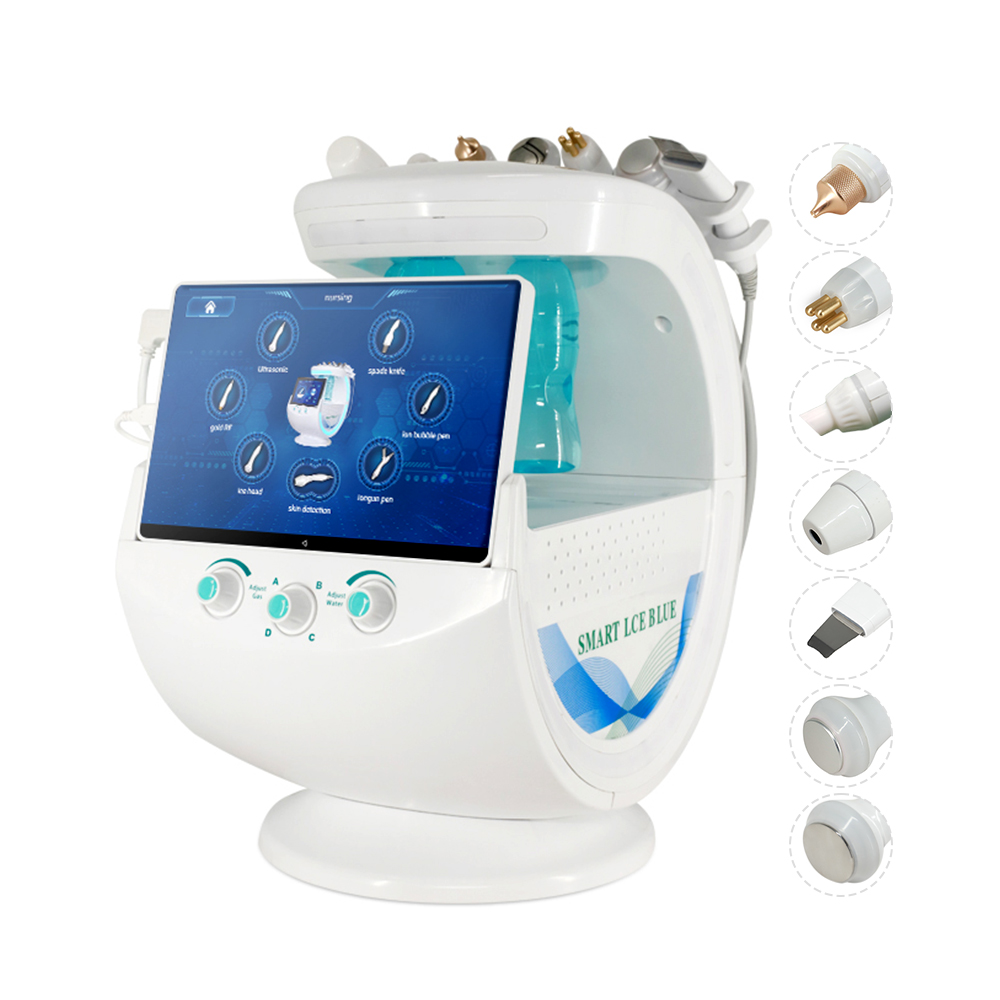 Аппарат для лица с анализатором кожи, 7 в 1, дермабразия Aqua Peel Smart ice blue