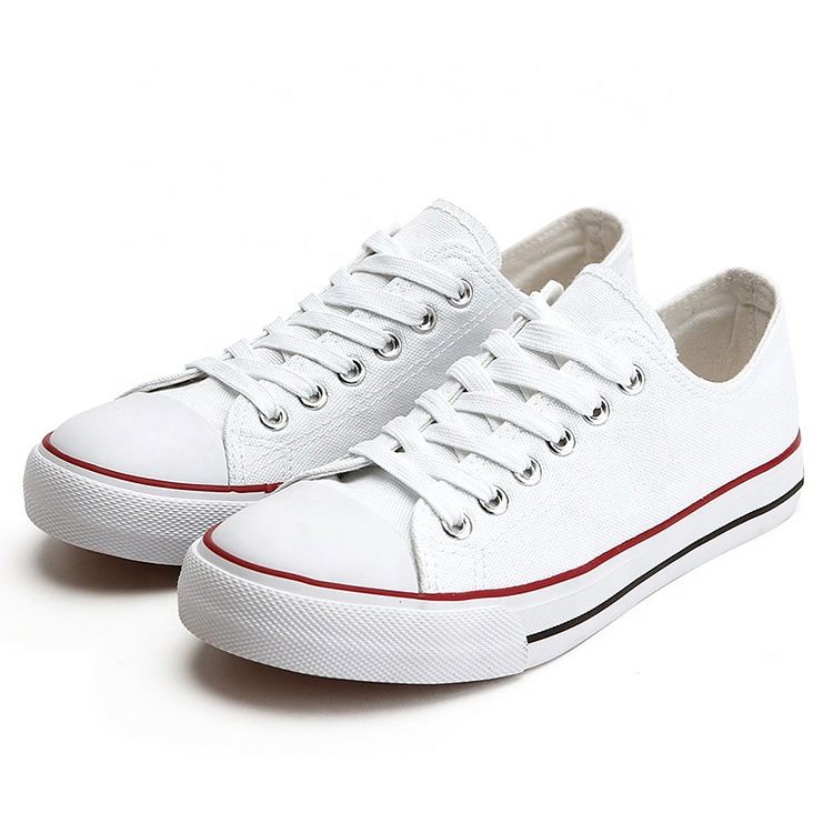 Wholesale Low Cut Vulcanized Shoes Unisex Sneakers Flat Plain Black Blank Bulk White Women Canvas Shoes