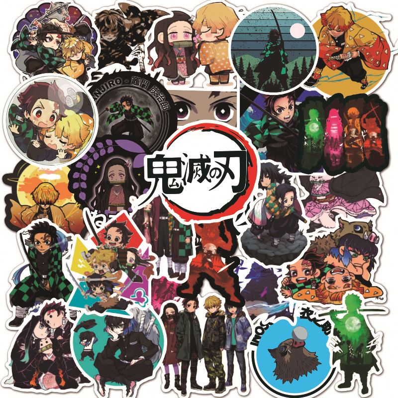 100pcs/lot anime demon slayer Kimetsu no Yaiba Kamado Tanjirou Nezuko Agatsuma Zenitsu sticker Waterproof Luggage car sticker