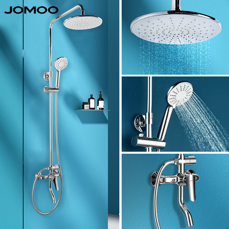 Трехфункциональная хромированная насадка для душа высокого давления JOMOO, набор для тропического душа, Современная круглая Душевая система для ванной комнаты