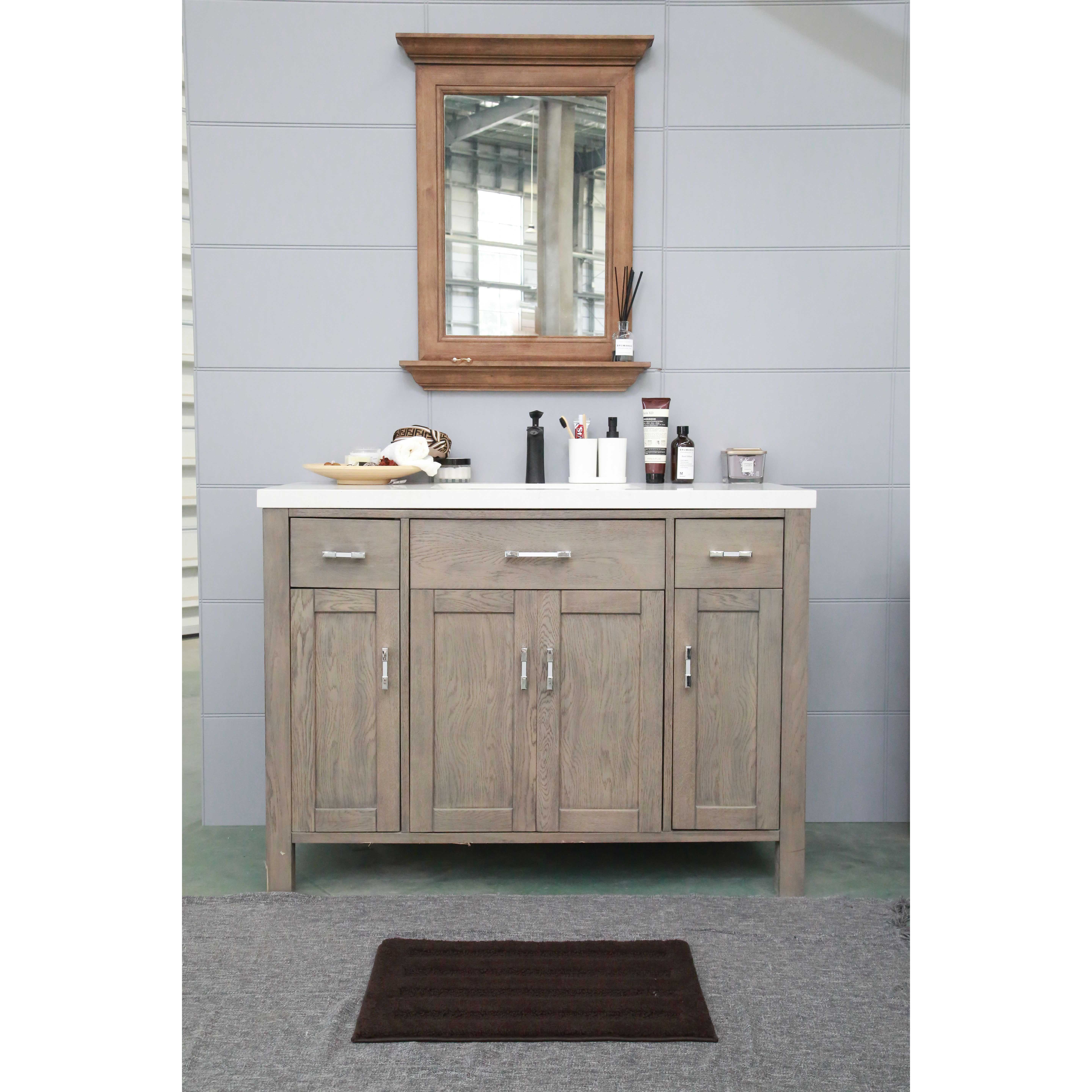 Wholesale good quality Washroom Vanity Bathroom Cabinets in Brown Traditional Design 48 inch