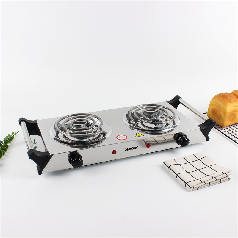 Wholesale Multi-functional Portable Stainless Steel 2000W Electric 2 Burner Cooking Hot Plate With Thermal Fuse