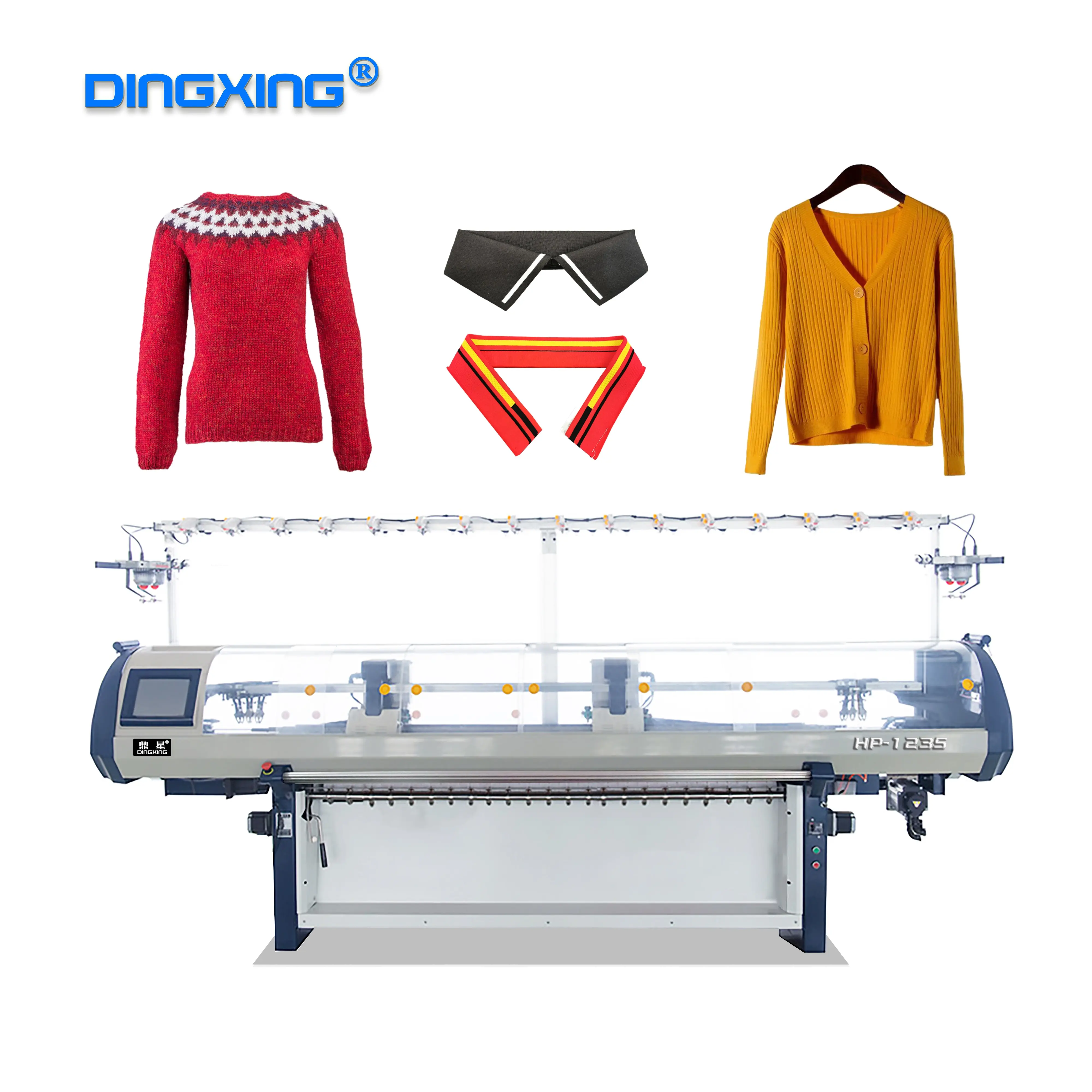 80 inch two carriage collar and scarf flat knitting machine sales