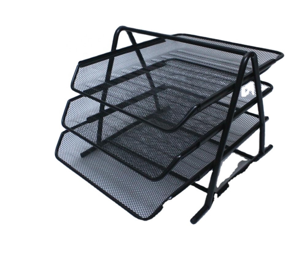 3-Tier Metal Mesh Office Desktop File Magazine Tray