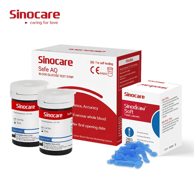 Sinocare безопасная прибор для контроля уровня сахара в крови полоски Быстрая проверка тест-полоски для измерения уровня глюкозы в крови, оптовая продажа диабетические тест-полоски