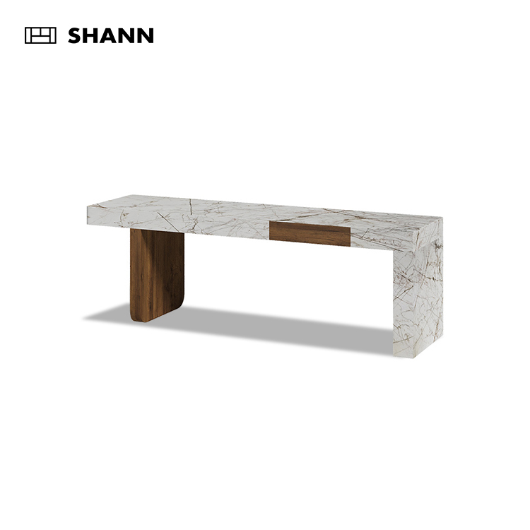 Makeup Table Bedroom Dressing Table Modern Storage Dresser Marble And Solid Wood Stitching