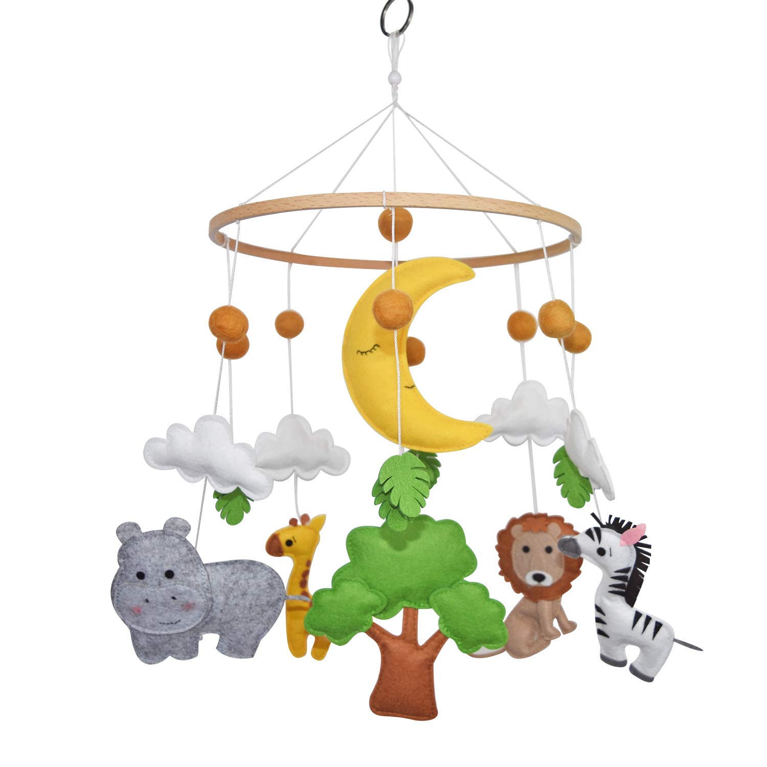 crotchet baby mobile kit stuffed woodland animals crib decorative hanger boho floor musical baby mobile for girls boys nursery