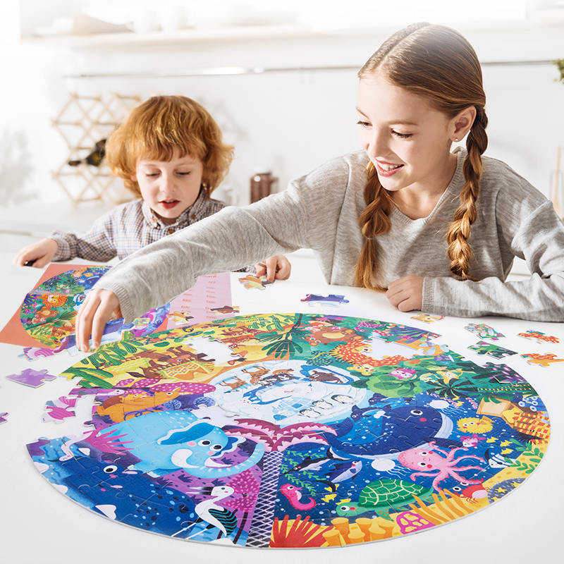 New shape wooden circular advanced type puzzle animal traffic dinosaur ocean puzzle children's early wood educational puzzle toy