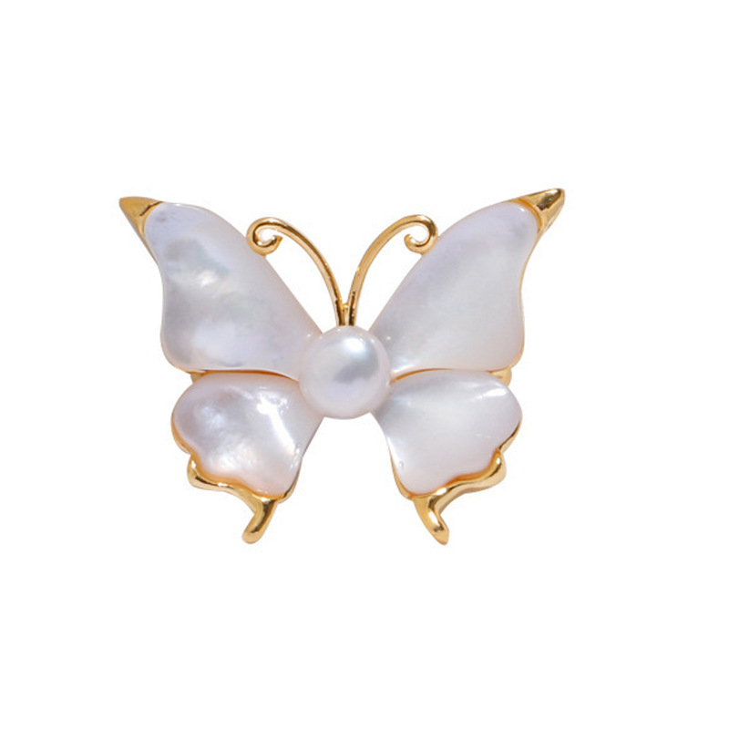 Natural water Pearl Brooch high-grade sense light luxury fashion 14k gold mother suit pin woman