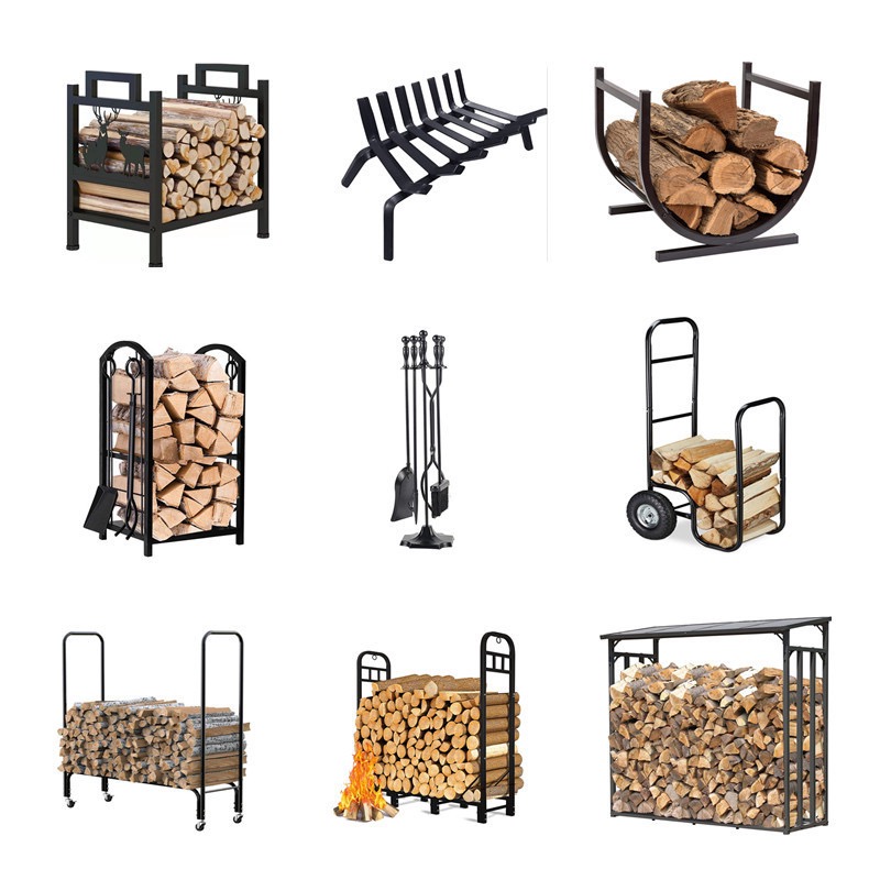 Customized Firewood Racks Indoor Outdoor Wood Storage Logs Heavy Duty Fireplace Log Racks Carrier Firewood Racks