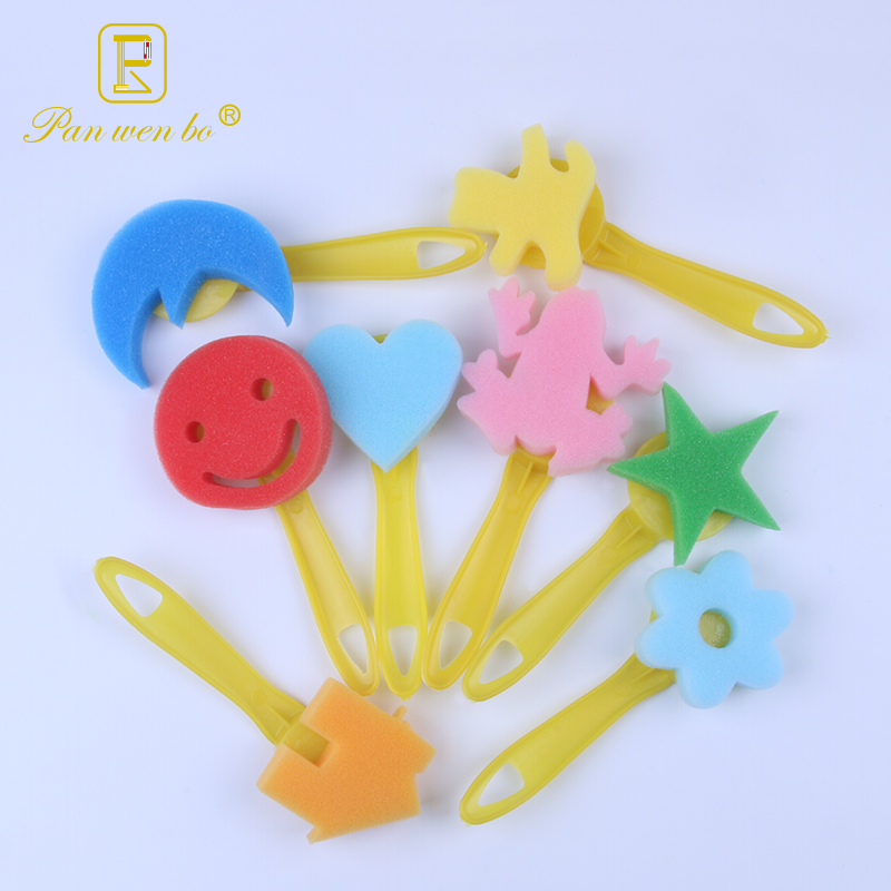 Sponge brush 8-piece yellow handle kindergarten painting tools children's graffiti DIY art supplies wholesale