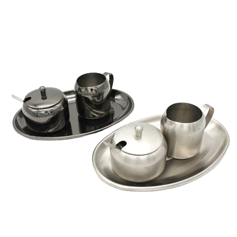 4 piece set breakfast afternoon tea or coffee serving set serving bowl with lid stainless steel sugar and creamer set