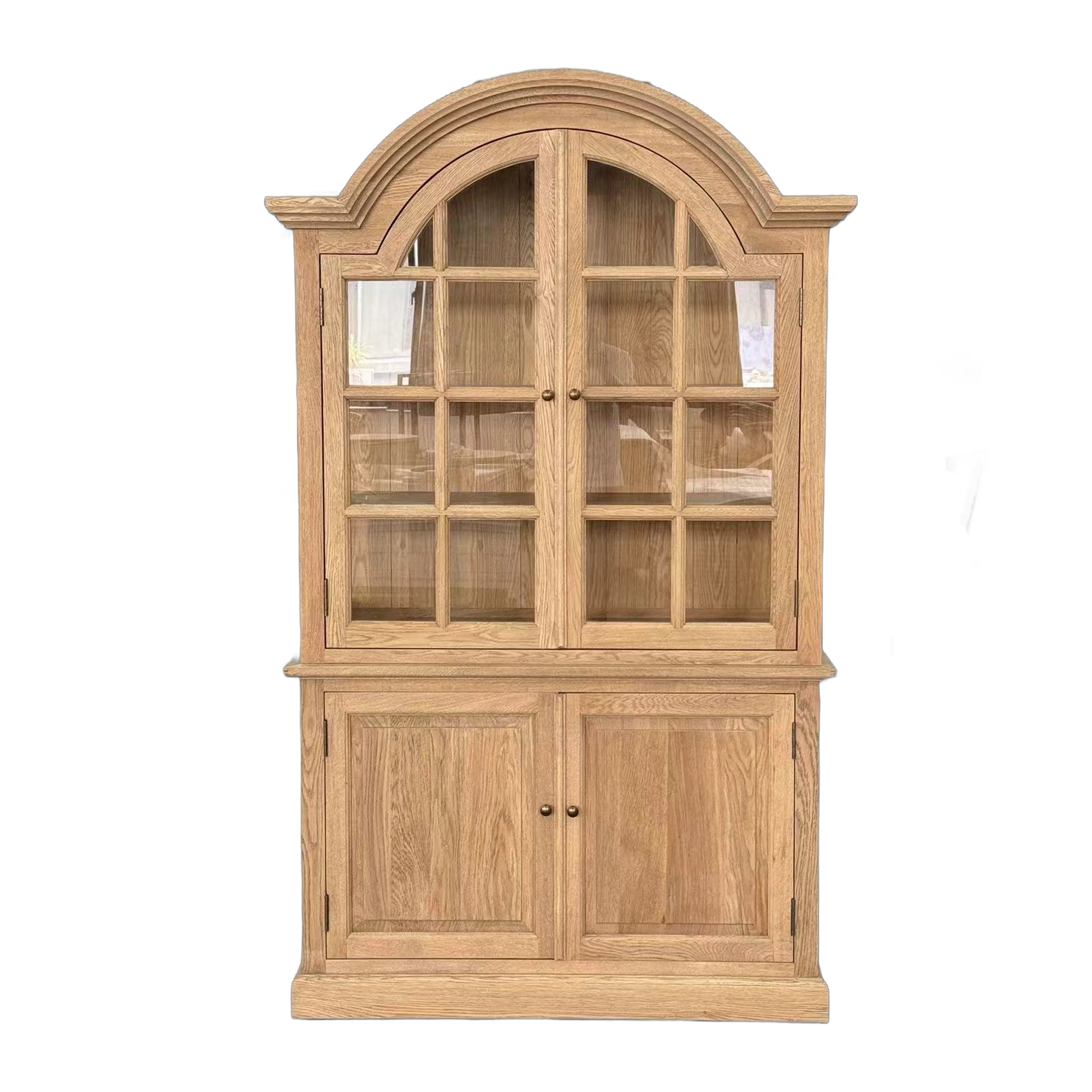 HL904 French Style Home Furniture Solid Oak Wood Dining Cabinet Hutch Glass Cabinet For Kitchen