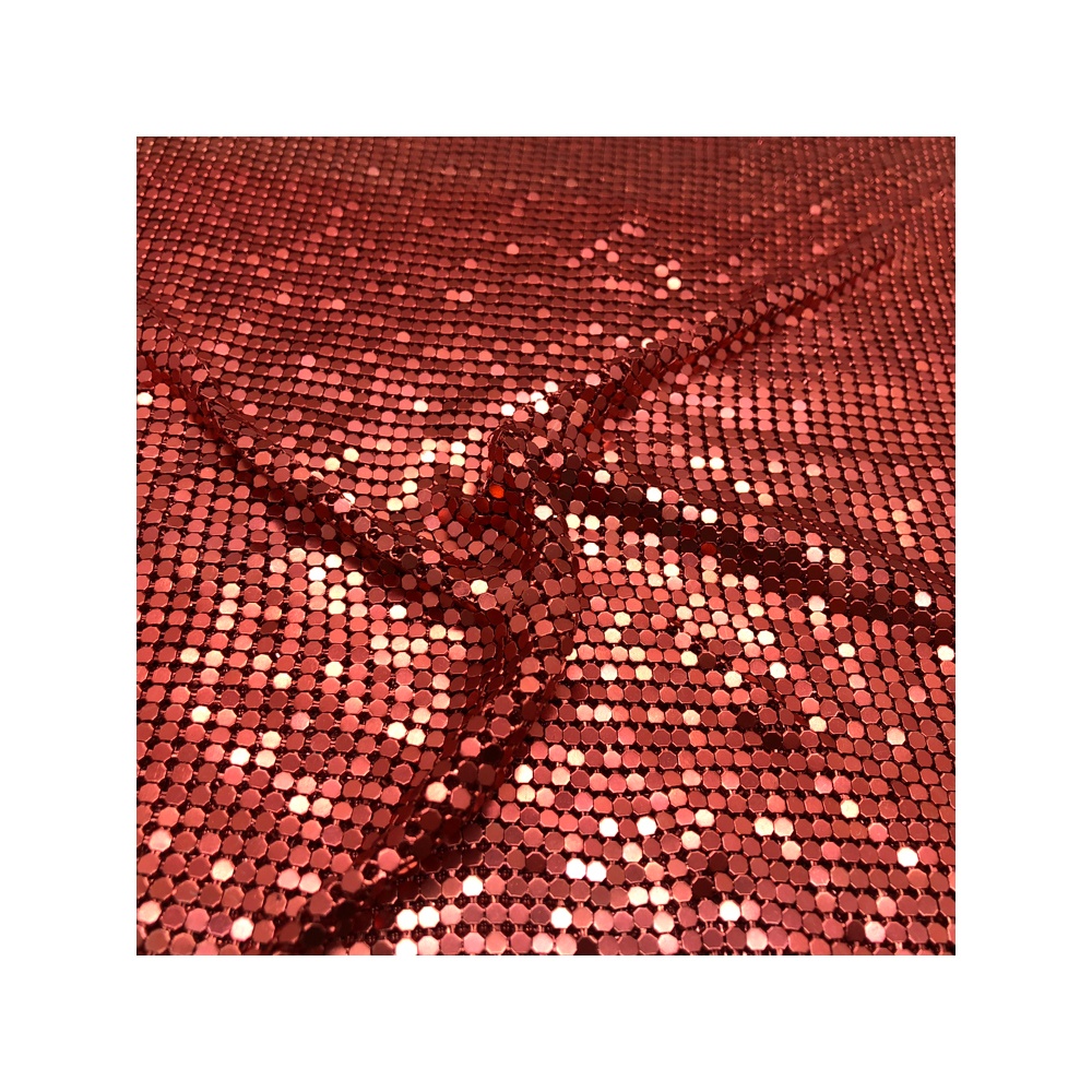 FC057 красивые гальванических красный Chainmail ткань металлик блёстки оптовая продажа для сумки одежда