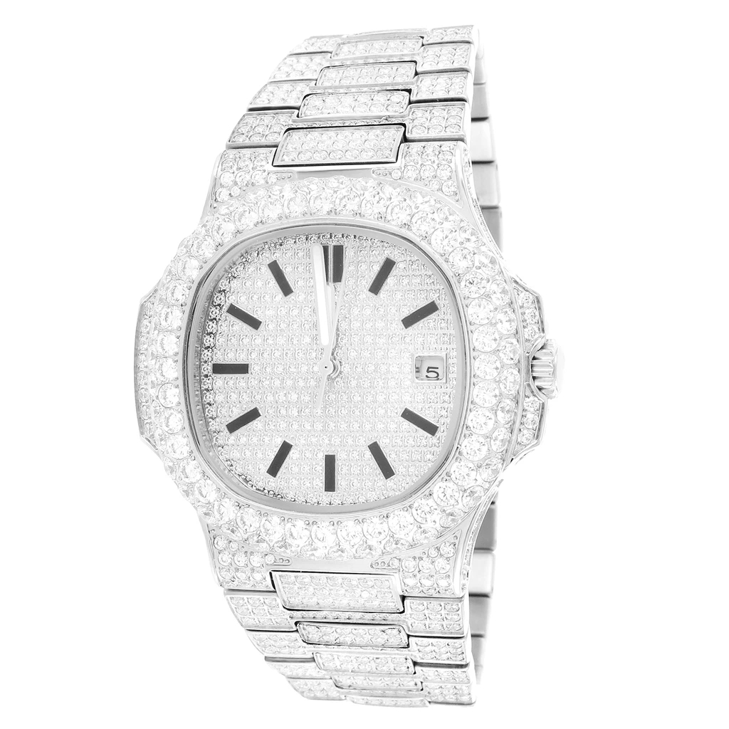 OEM сверкающие часы Reloj, Золотые механические часы с бриллиантами, мужские Роскошные наручные часы