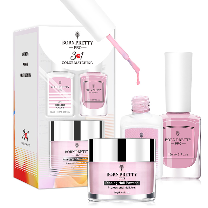BORNPRETTY PRO гель для ногтей окунающий порошок лак для ногтей набор 3 в 1 цветной набор для дизайна ногтей УФ-гель