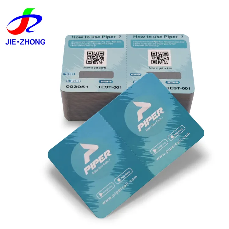 High Quality Printing Custom Paper Recharge Prepaid Calling Multi Pin Code Scratch Cards