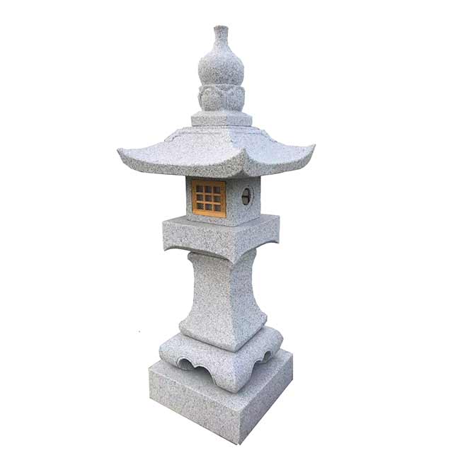 Classic China Gray Granite Pagoda Shape Garden Lamp Park Stone Lantern