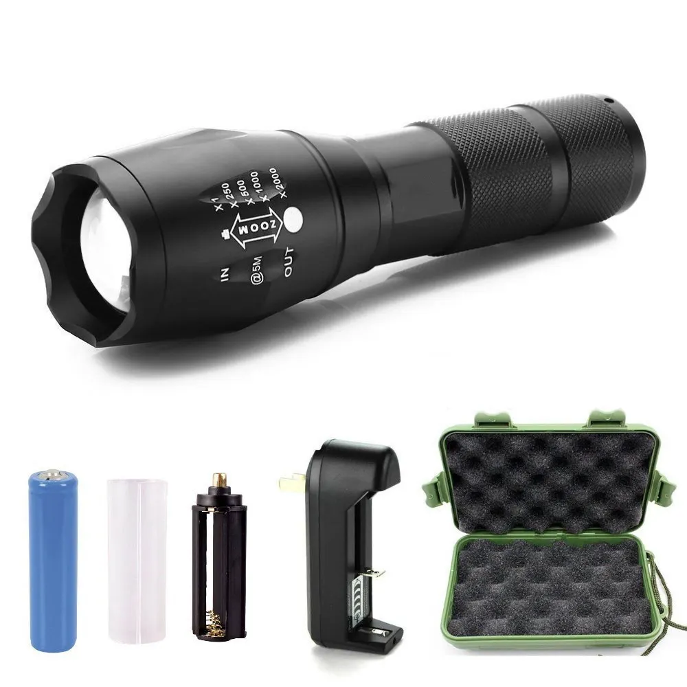 Super bright Handheld 5 modes Zoom led Rechargeable Flashlight XML T6 aluminum alloy Torch light