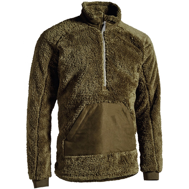 Hunting Coat Kangaroo Pocket Front 1/2 Zip Polar Fleece Jacket Hunting Clothes