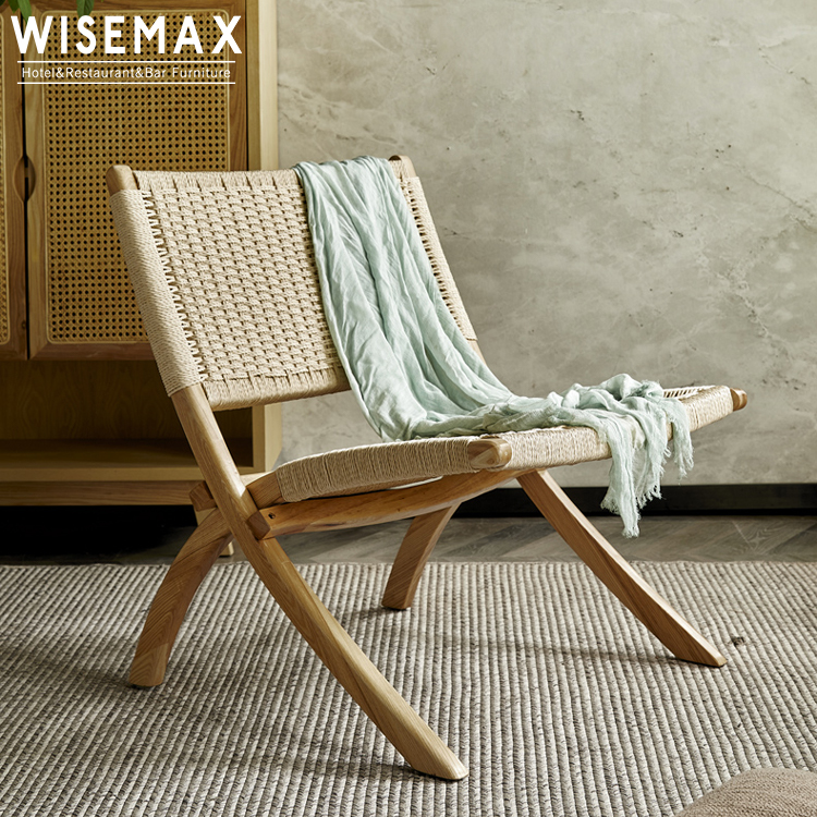 Modern leisure rattan bamboo dining chair nordic design folding weaved chair for dining room